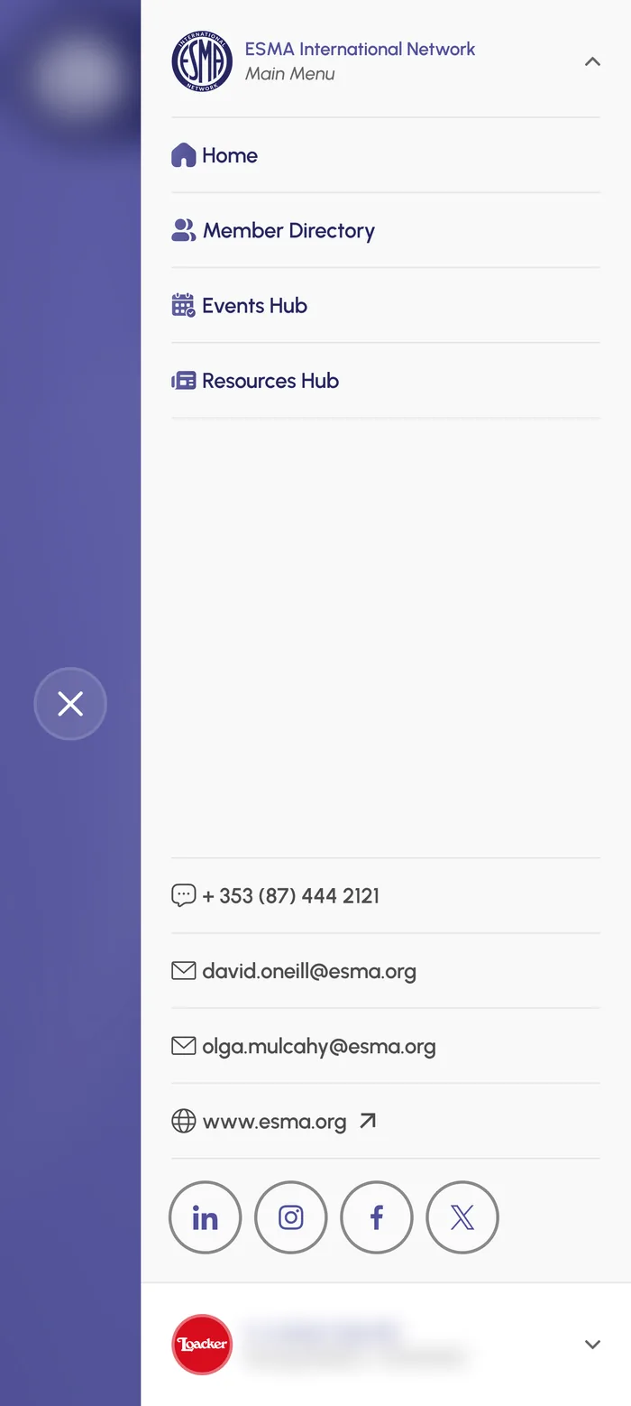 The app menu with network contacts