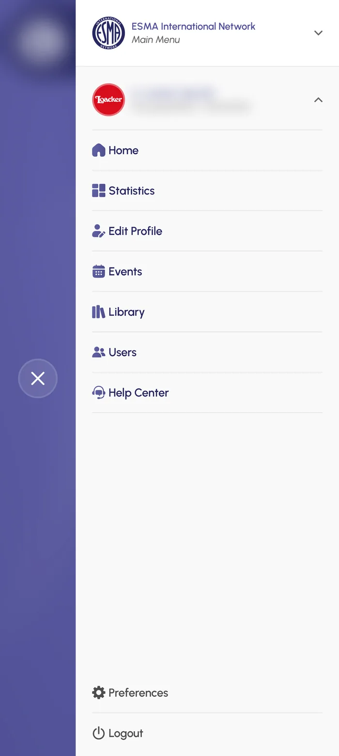 The app main menu