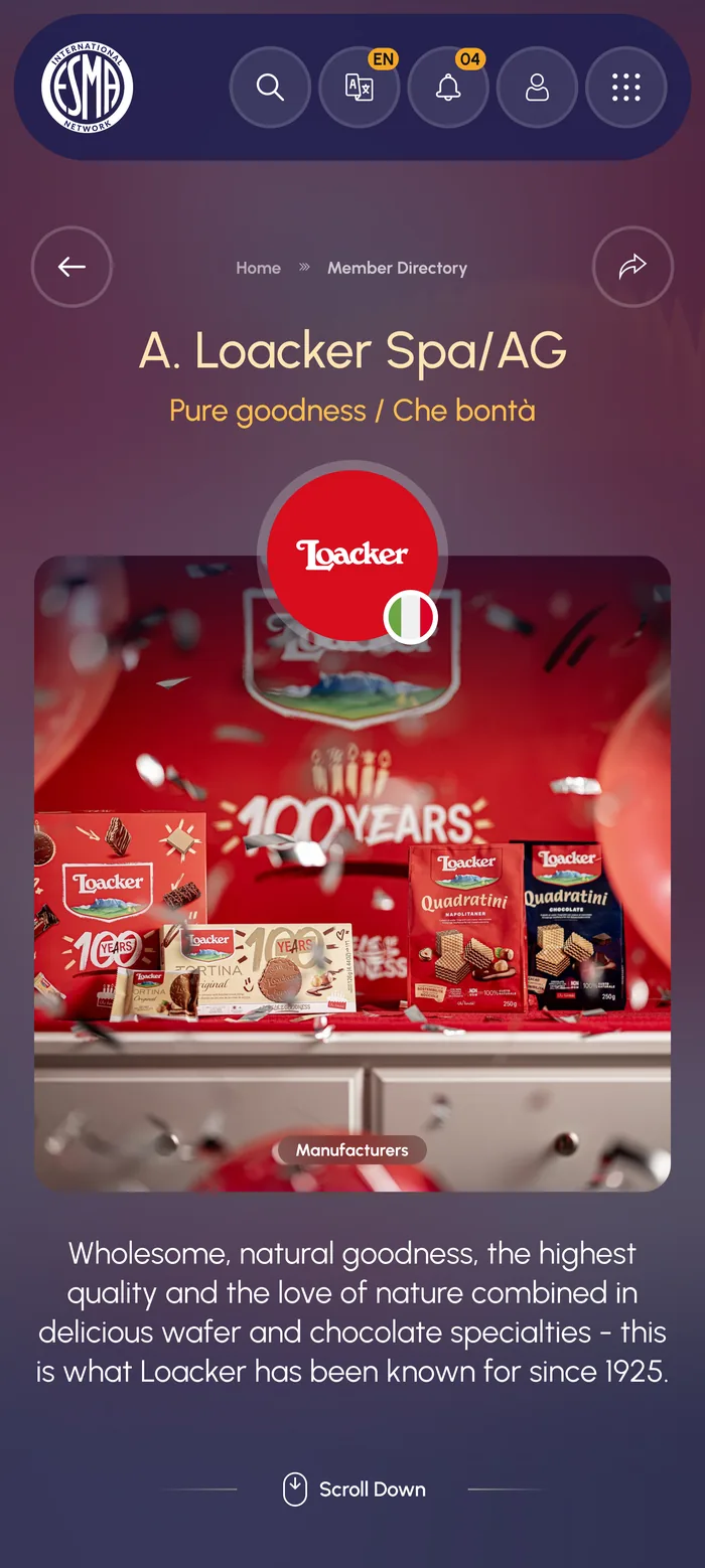 A member profile in the app