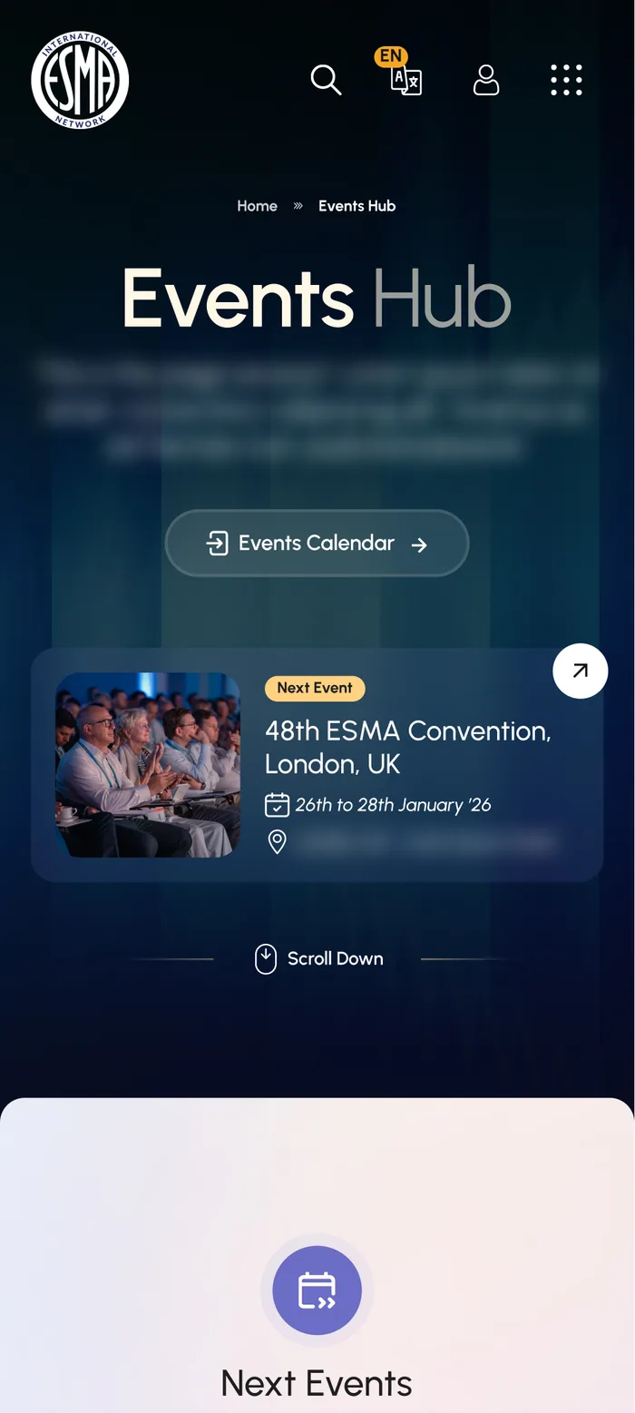 Events Hub on mobile