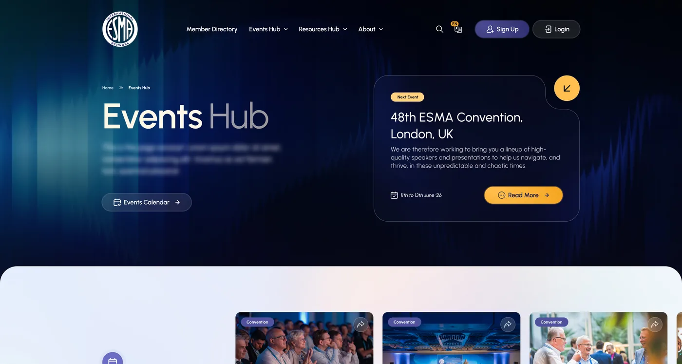 Events Hub, the calendar and upcoming conventions