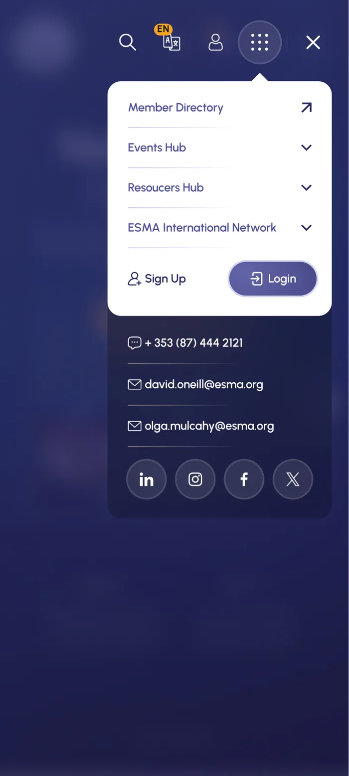 The mobile menu open