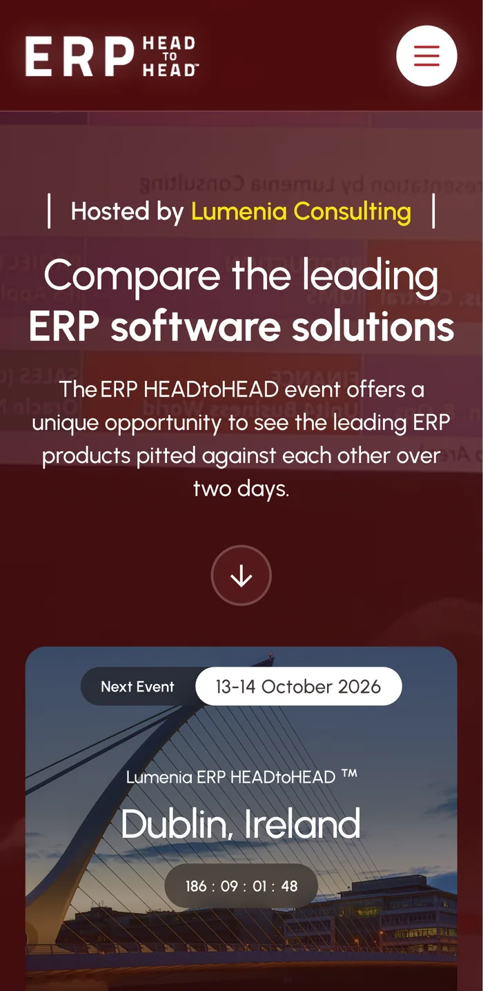ERP HEADtoHEAD homepage, mobile