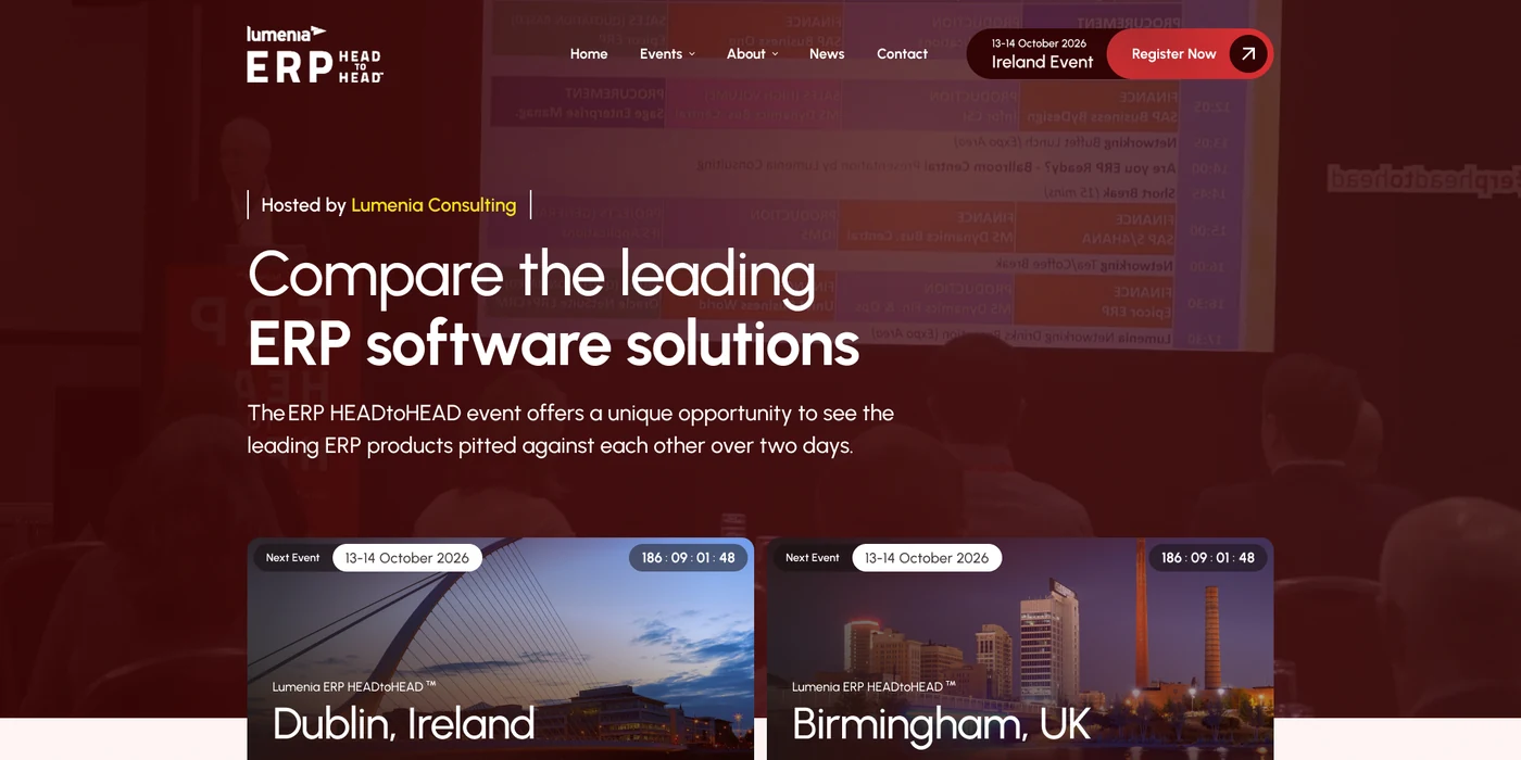 ERP HEADtoHEAD homepage, the promise, the record and both events
