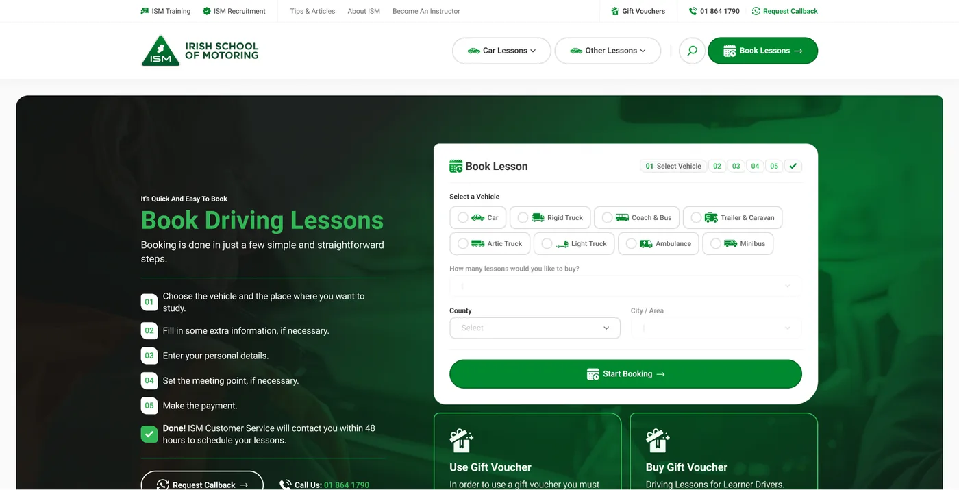 Booking explained in five steps, beside the panel that actually does it
