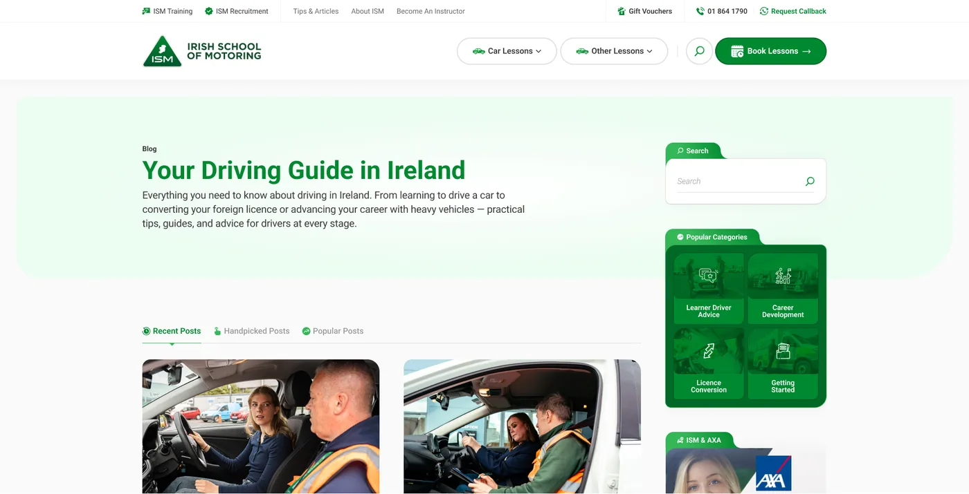 The blog index, recent, handpicked and popular, with the category rail