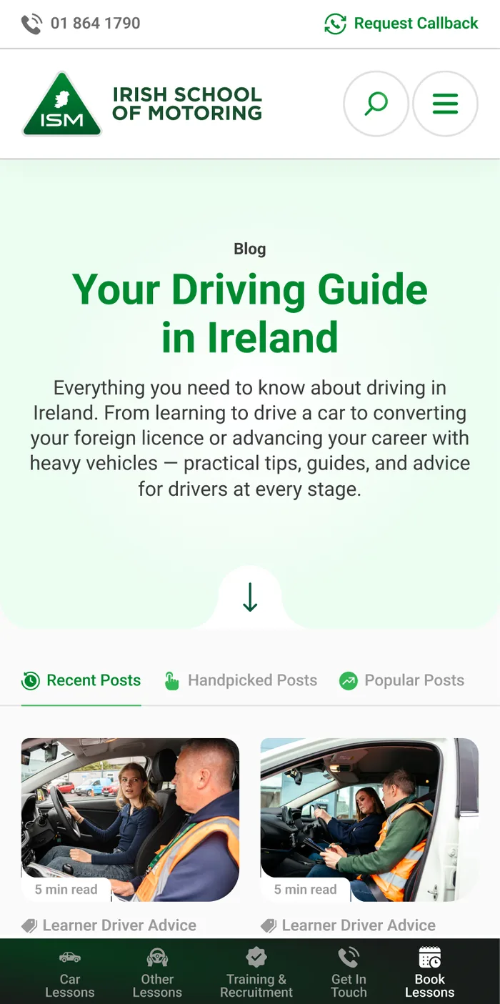 The blog index on a phone