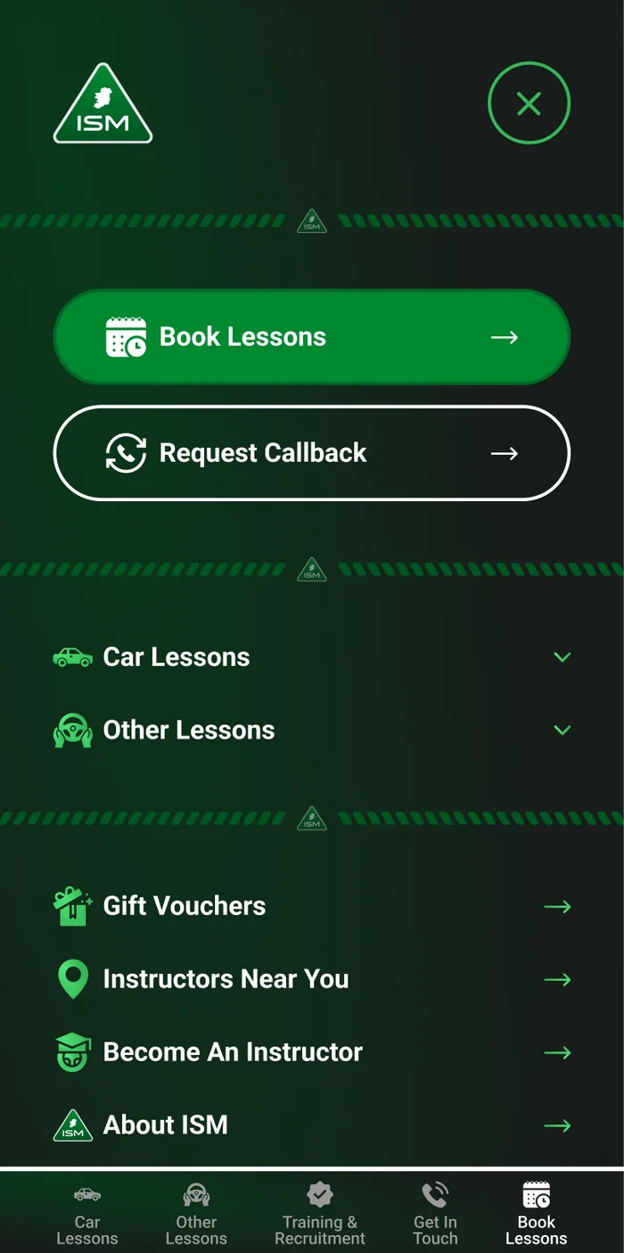 The menu, booking and callback first, then the sections