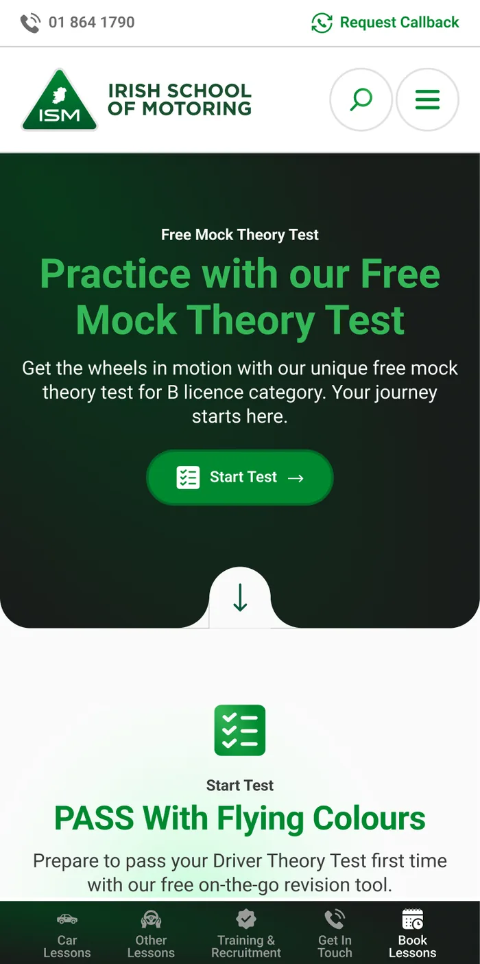 The free mock theory test, a reason to return before there is a reason to book