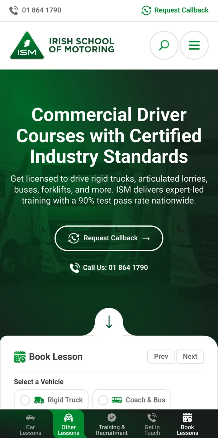 Commercial driver courses on a phone