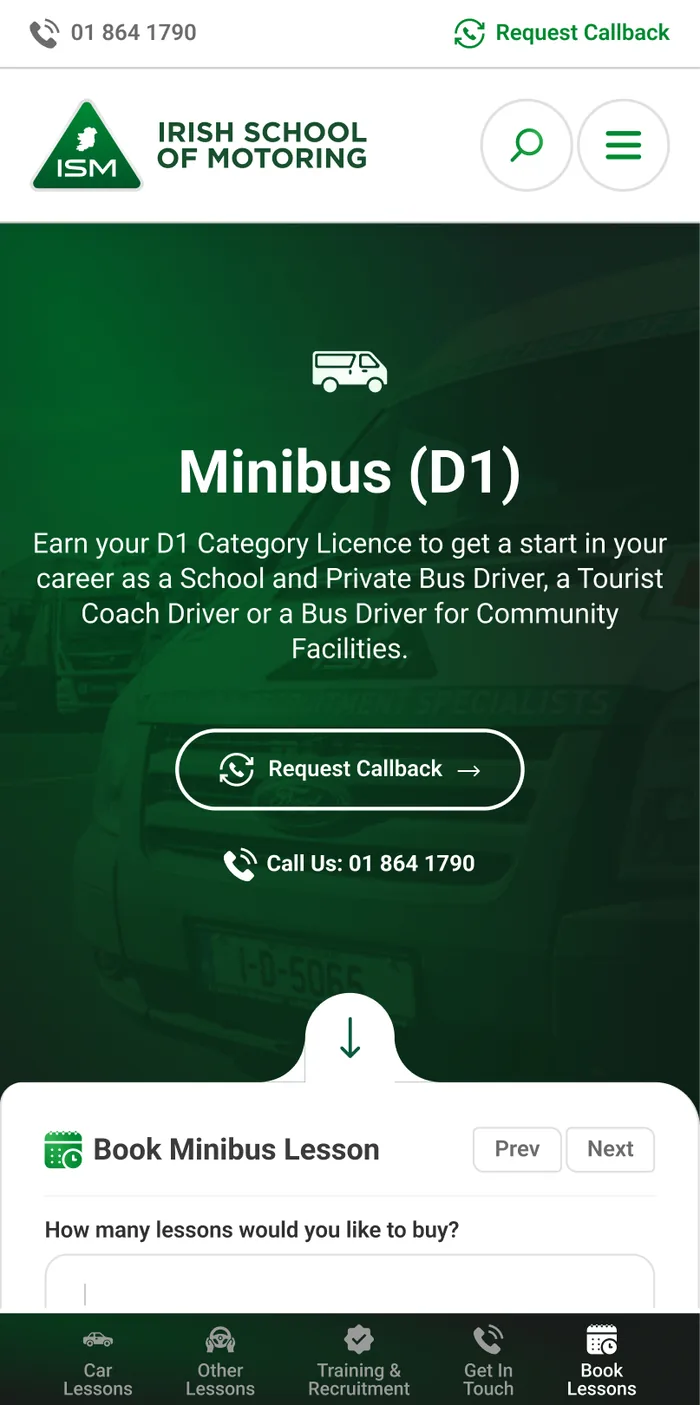 Minibus (D1) on a phone