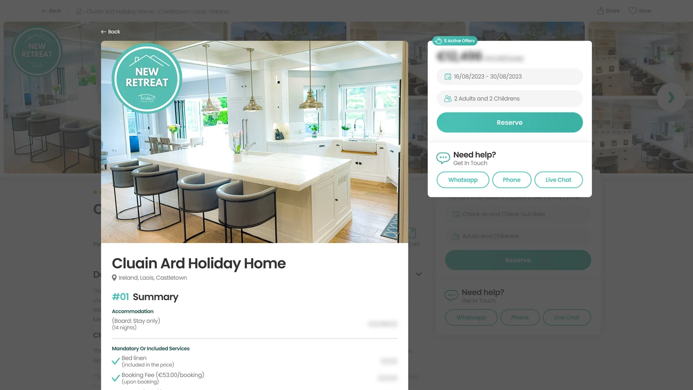 Reserving, dates and guests set without leaving the page
