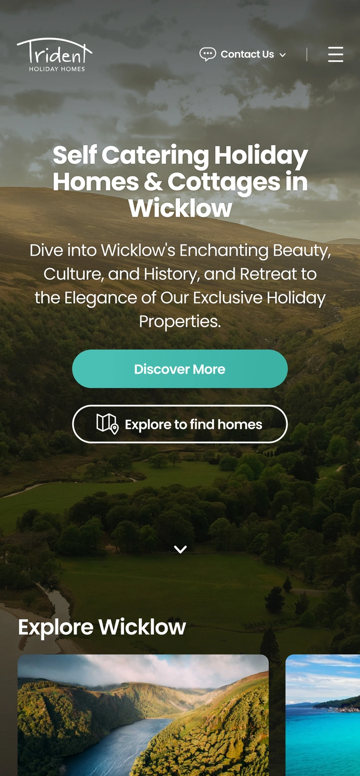 A county page on mobile